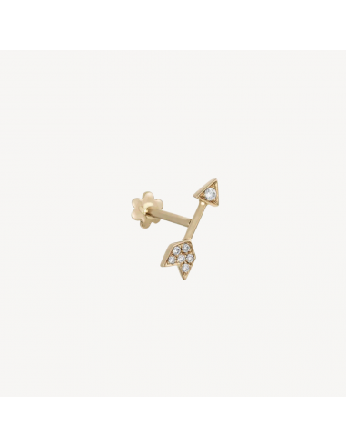 Boucle d’oreille Stud Diamond Arrow Threaded Or Jaune Amélioration de cerveau avec