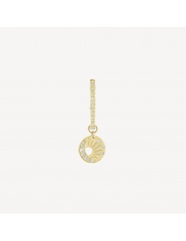 Boucle d'oreille Little Sun and Moon Medal Charm Single Hoop une grave pollution 