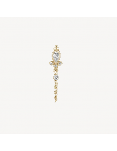 Boucle d'oreille Stud Diamond Pear Chain Wrap with Dangle Or jaune 50-70% off 