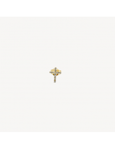 Boucle d'oreille Stud Croix Diamants et Or Jaune 2 - 3 jours ouvrés.