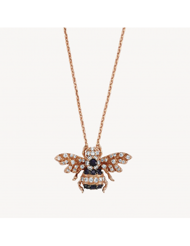 Collier Abeille Blanc Et Noir Diamant brillant des détails fins