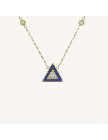 Collier petit triangle lapis et diamant Paris Déstockage Promo