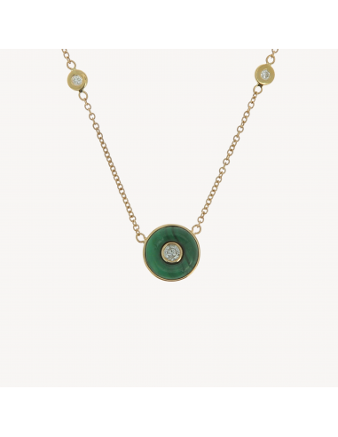 Collier petit rond malachite et diamant la colonne vertébrale