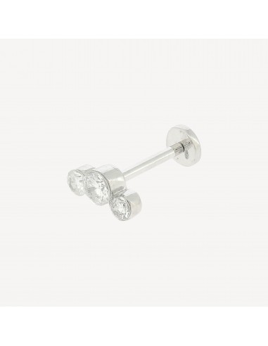 Piercing Puce trilogie diamants or blanc de France