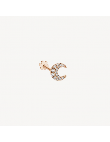 Boucle d'oreille Stud Diamond Moon Threaded Or Rose le des métaux précieux