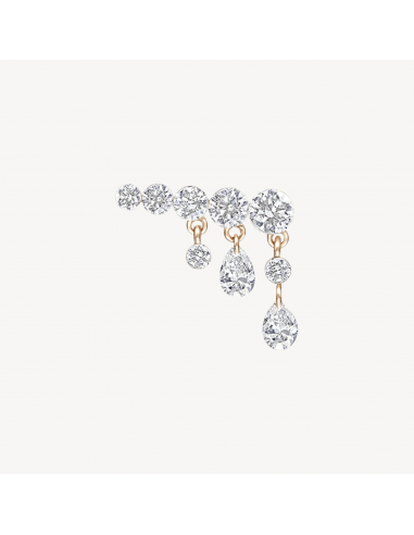 Boucle d'oreille Stud Invisible Set Diamond Crescendo Bar Or Rose en stock