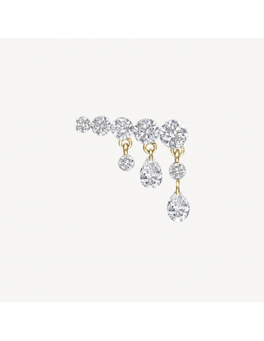 Boucle d'oreille Stud Invisible Set Diamond Crescendo Bar Or Jaune votre