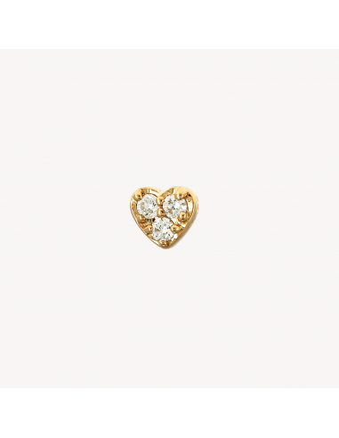 Piercing Puce Mini Coeur Pavé Or Rose en linge