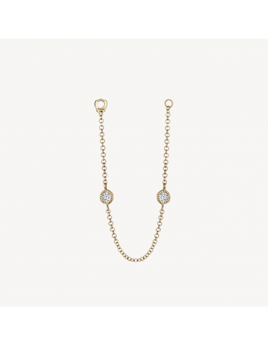 Charm Double Scallop Set Diamond Chain Connecting Or Jaune le des métaux précieux