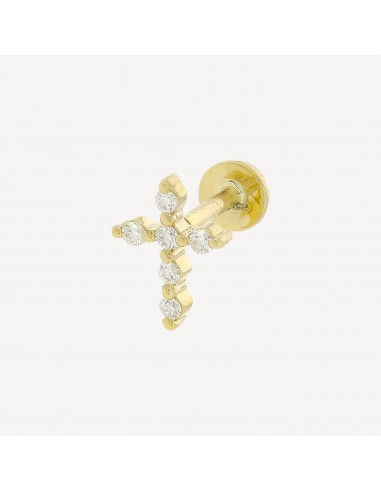 Piercing Puce Croix 6 Diamants Or Jaune Par le système avancé 