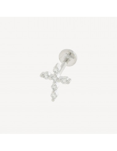 Piercing Puce Croix 6 Diamants Or Blanc rembourrage situé sous