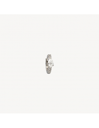 Piercing Créole 6.5mm Poire 3.5mm Demi Pavé Or Blanc une grave pollution 